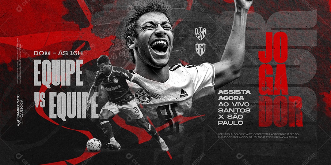 Carrossel Campeonato Carioca Santos x São Paulo Jogador Social Media PSD Editável