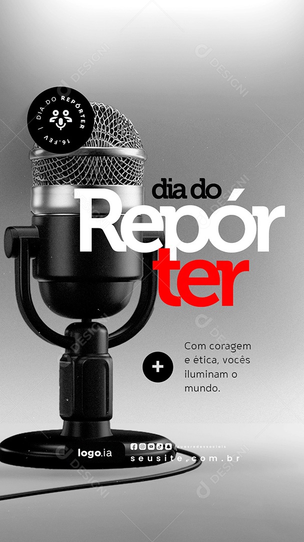 Story Dia do Repórter 16 de Fevereiro Com Coragem e Ética Social Media PSD Editável