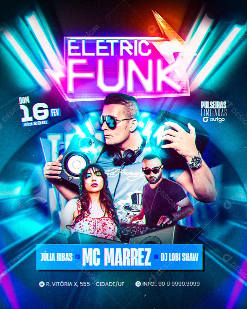 Flyer Eletric Funk Artistas Social Media PSD Editável