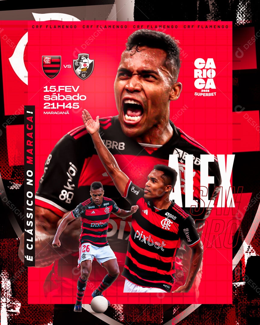 É Clássico Maraca Flamengo Social Media PSD Editável
