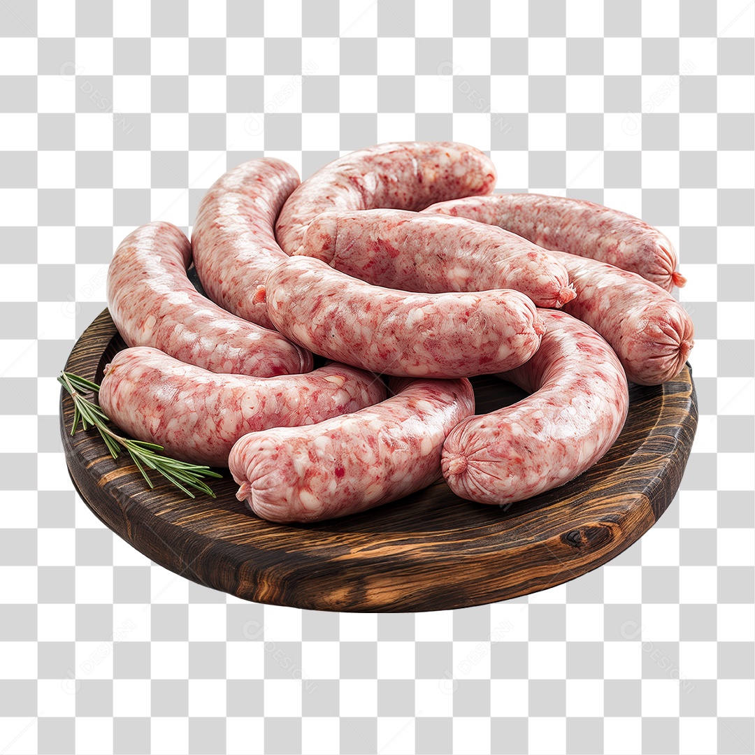 Linguiças em Tábua de Madeira PNG Transparente
