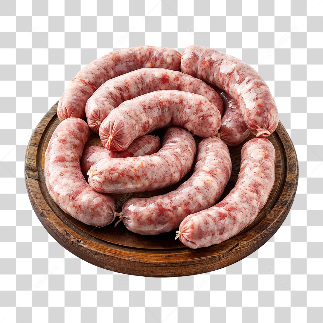 Sausages on Wooden Board Transparent PNG