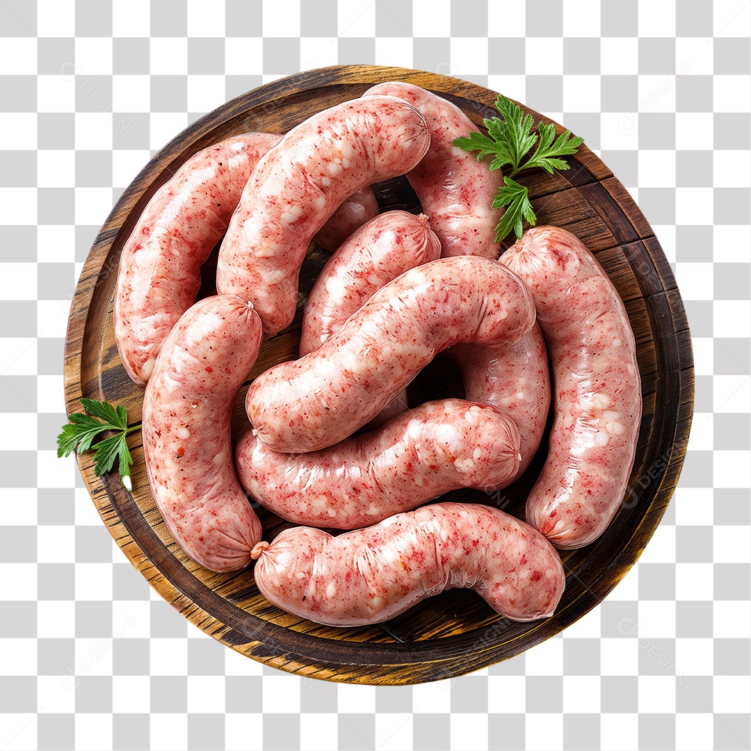 Linguiças em Tábua de Madeira PNG Transparente