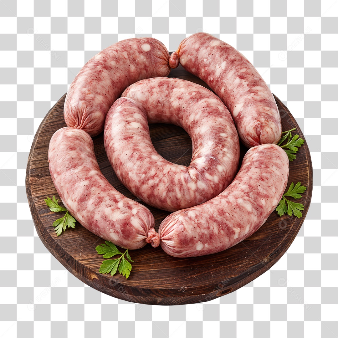 Linguiças em Tábua de Madeira PNG Transparente