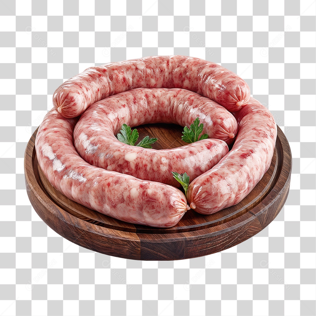 Linguiças em Tábua de Madeira PNG Transparente