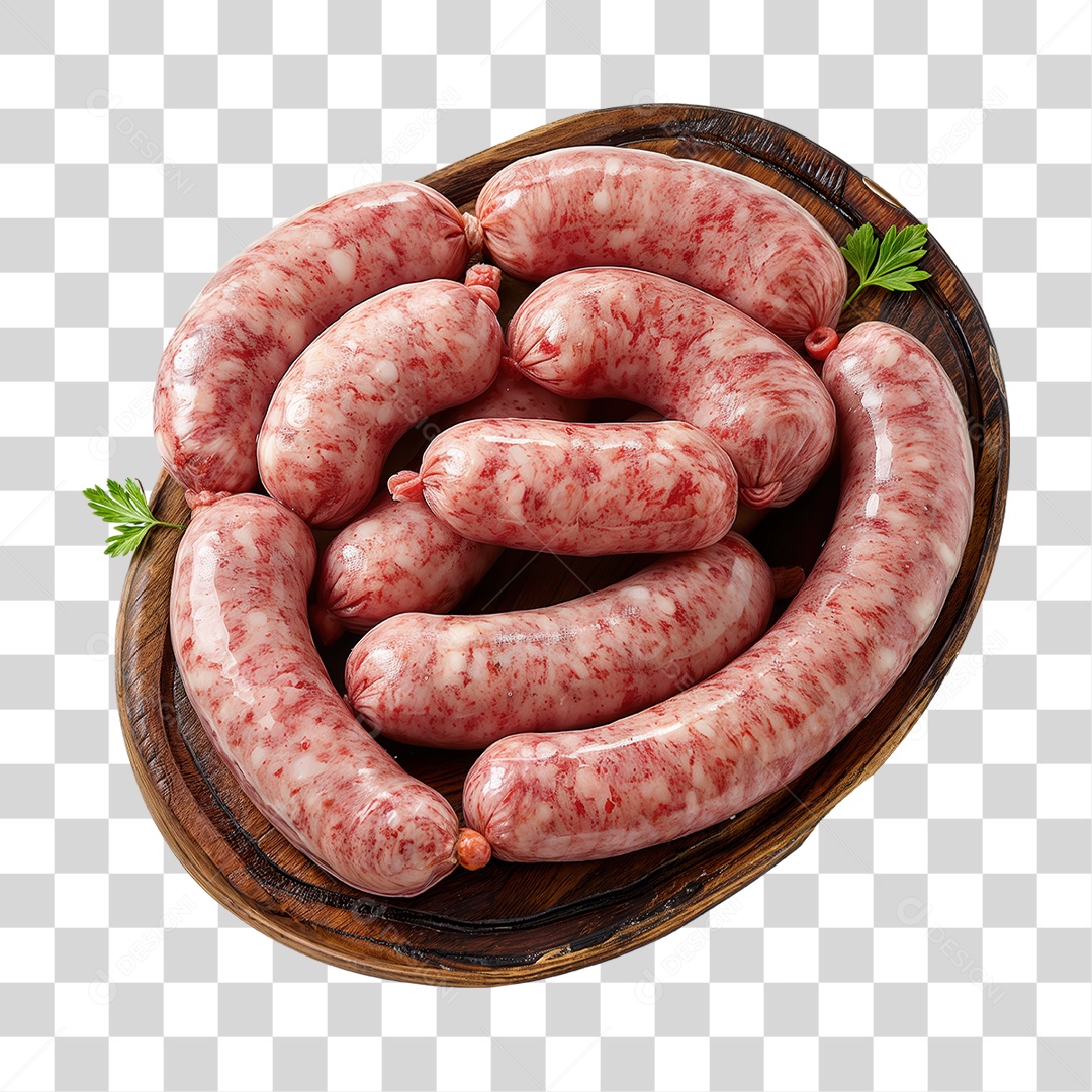Linguiças em Tábua de Madeira PNG Transparente