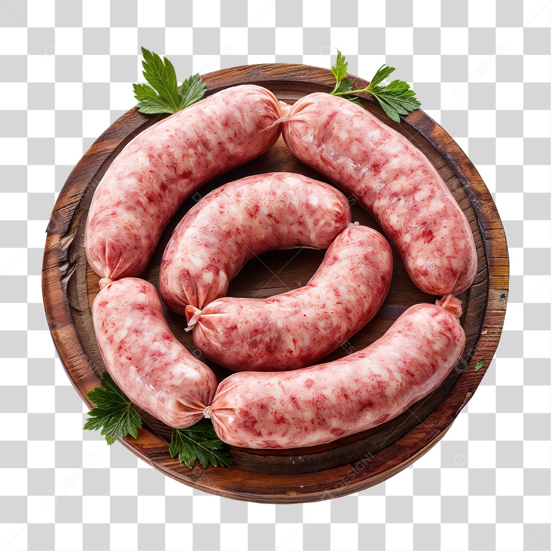 Linguiças em Tábua de Madeira PNG Transparente