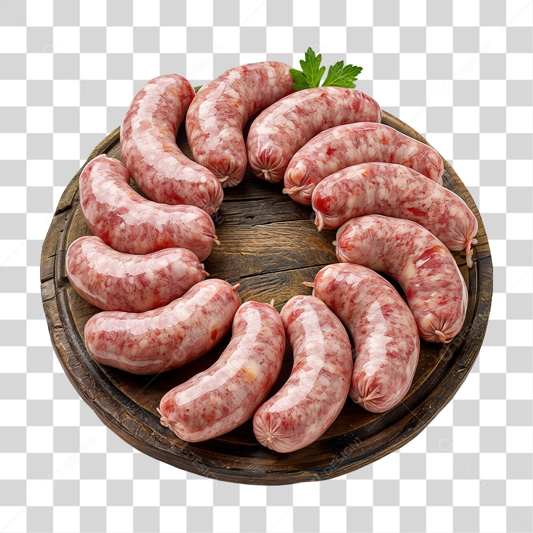 Linguiças em Tábua de Madeira PNG Transparente