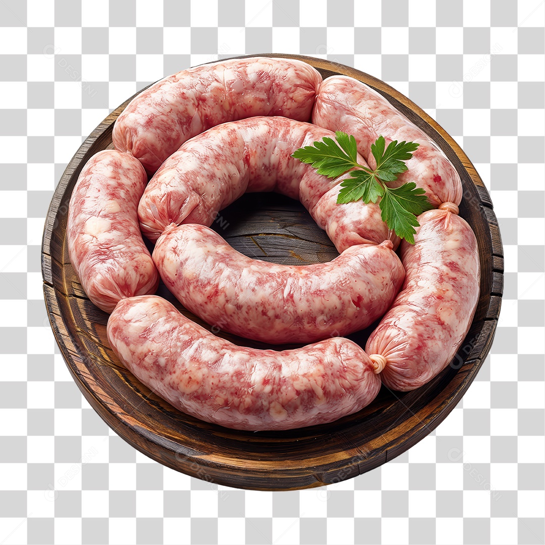 Linguiças em Tábua de Madeira PNG Transparente