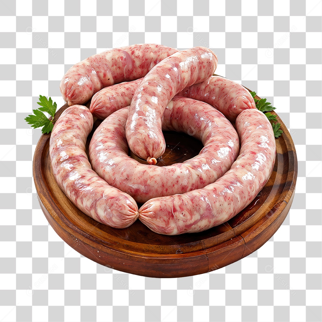Linguiças em Tábua de Madeira PNG Transparente