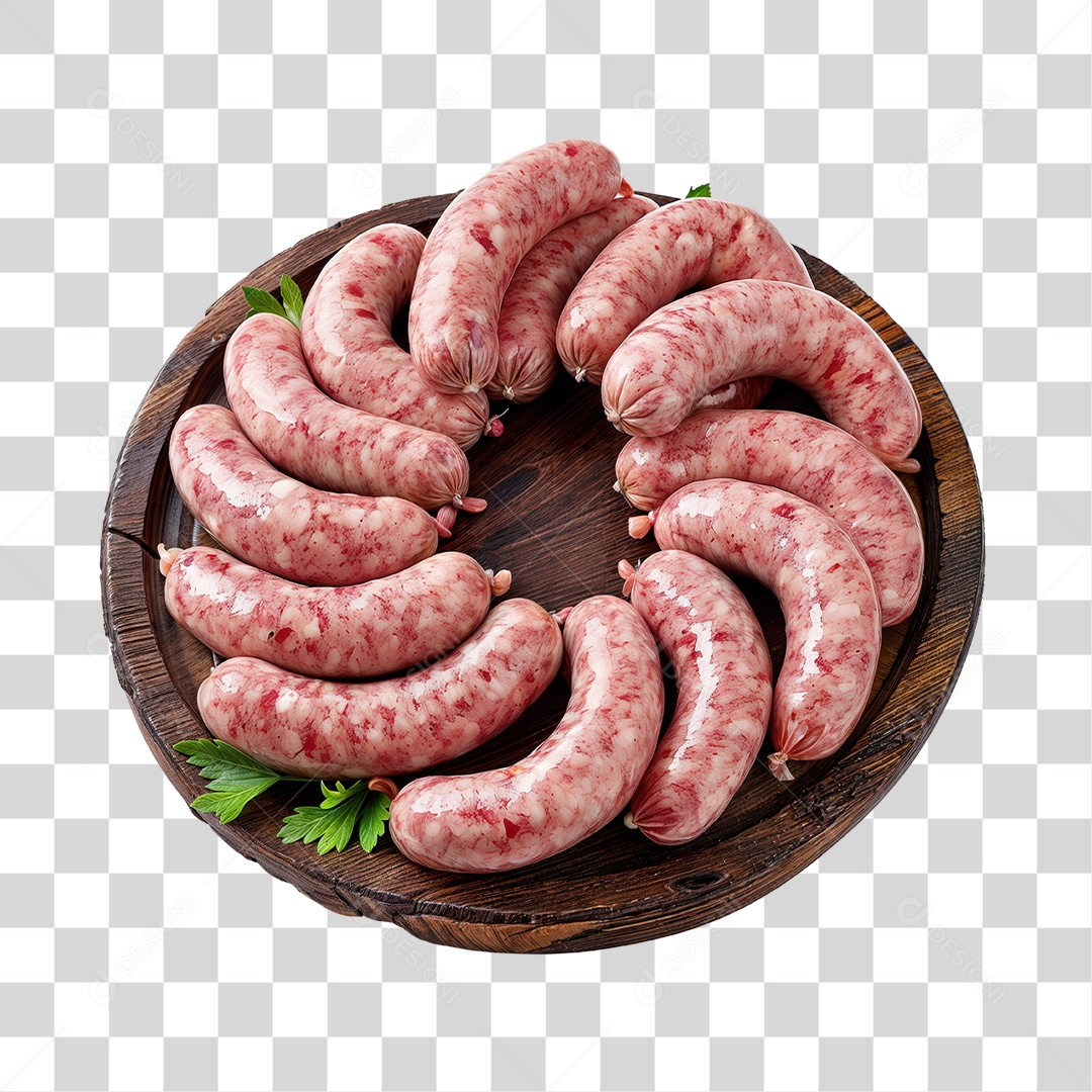 Linguiças em Tábua de Madeira PNG Transparente