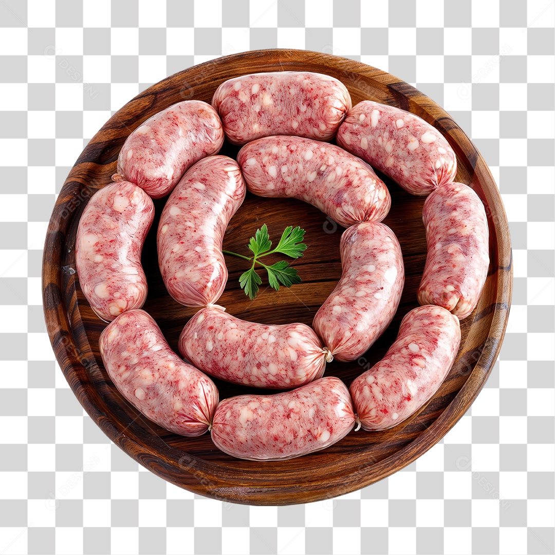 Linguiças em Tábua de Madeira PNG Transparente