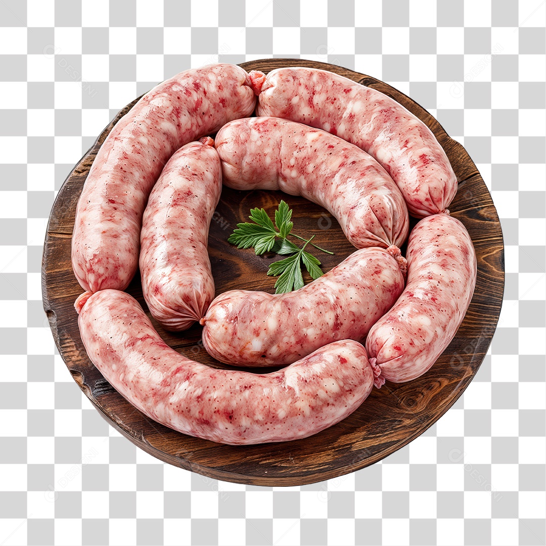 Linguiças em Tábua de Madeira PNG Transparente