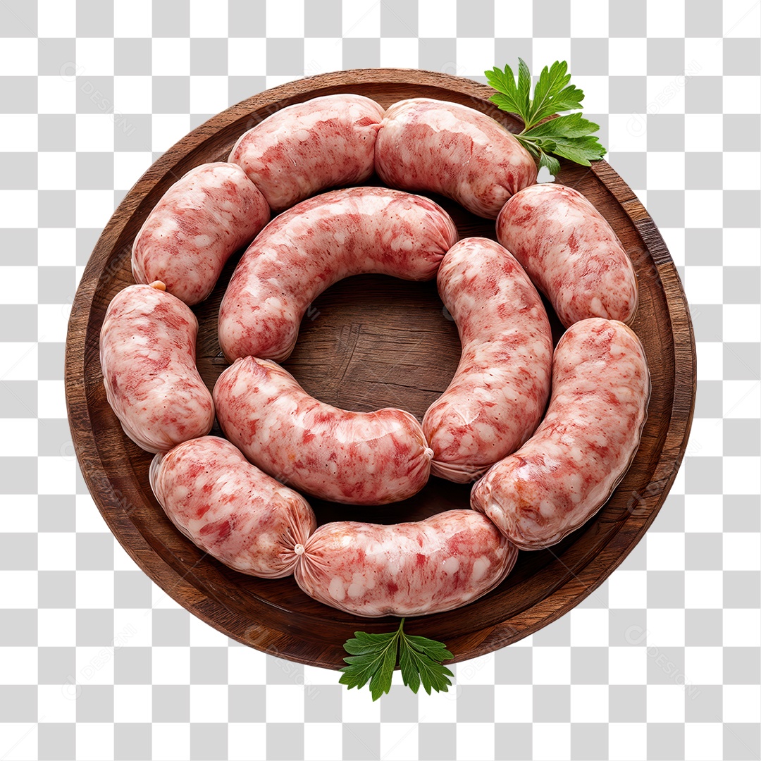 Linguiças em Tábua de Madeira PNG Transparente