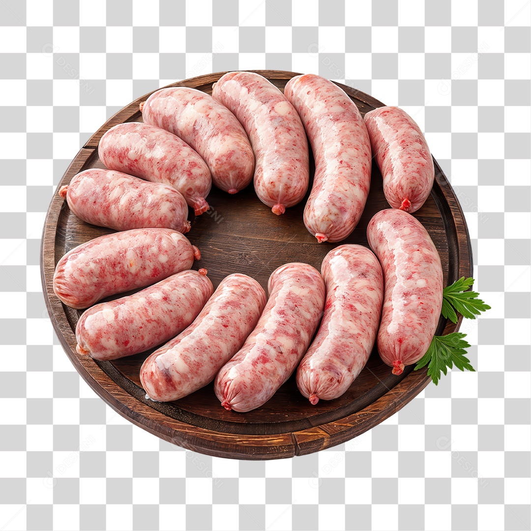 Linguiças em Tábua de Madeira PNG Transparente