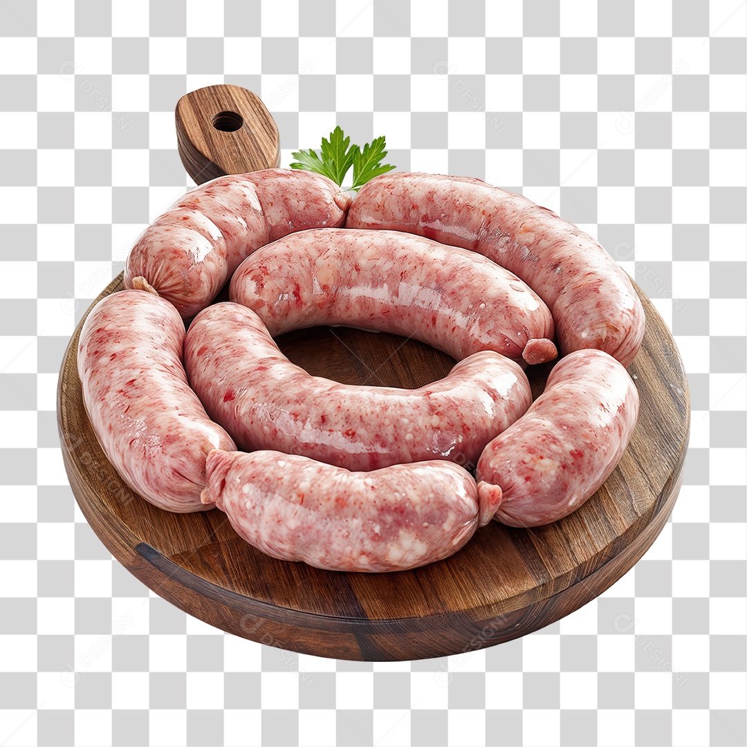 Linguiças em Tábua de Madeira PNG Transparente