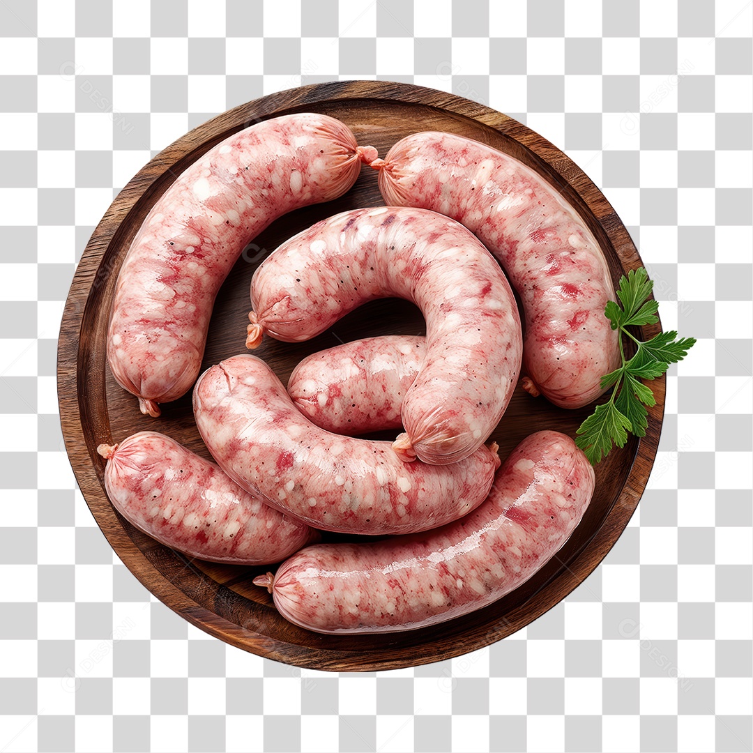 Linguiças em Tábua de Madeira PNG Transparente