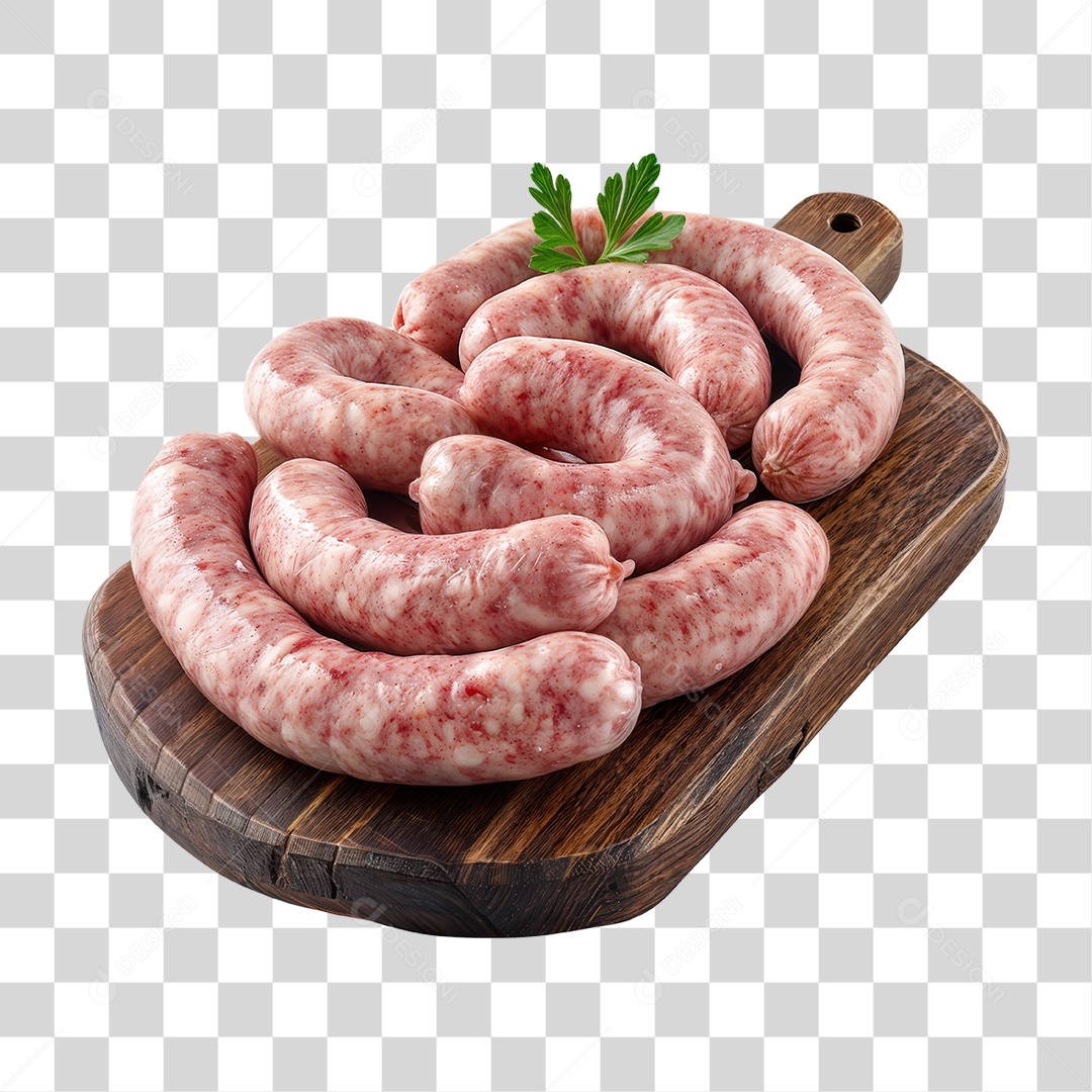 Linguiças em Tábua de Madeira PNG Transparente