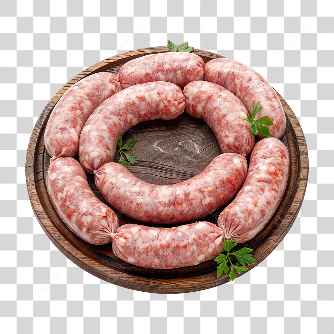 Linguiças em Tábua de Madeira PNG Transparente