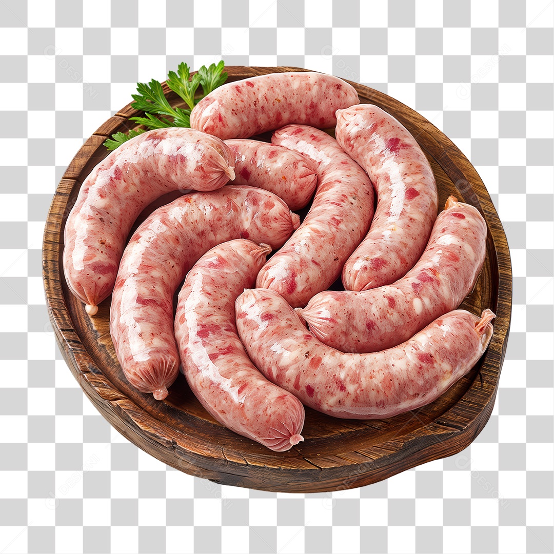Linguiças em Tábua de Madeira PNG Transparente