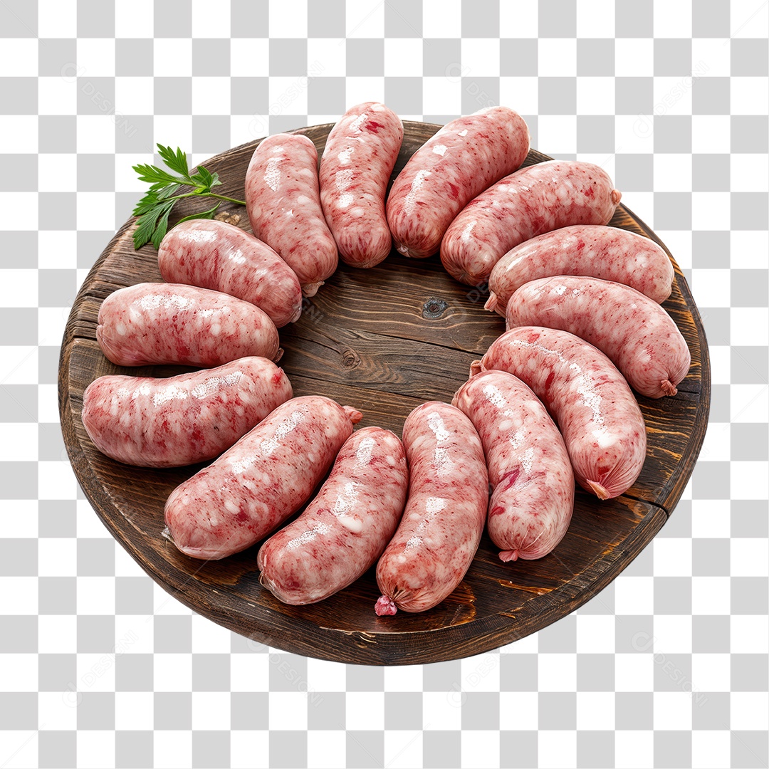 Linguiças em Tábua de Madeira PNG Transparente