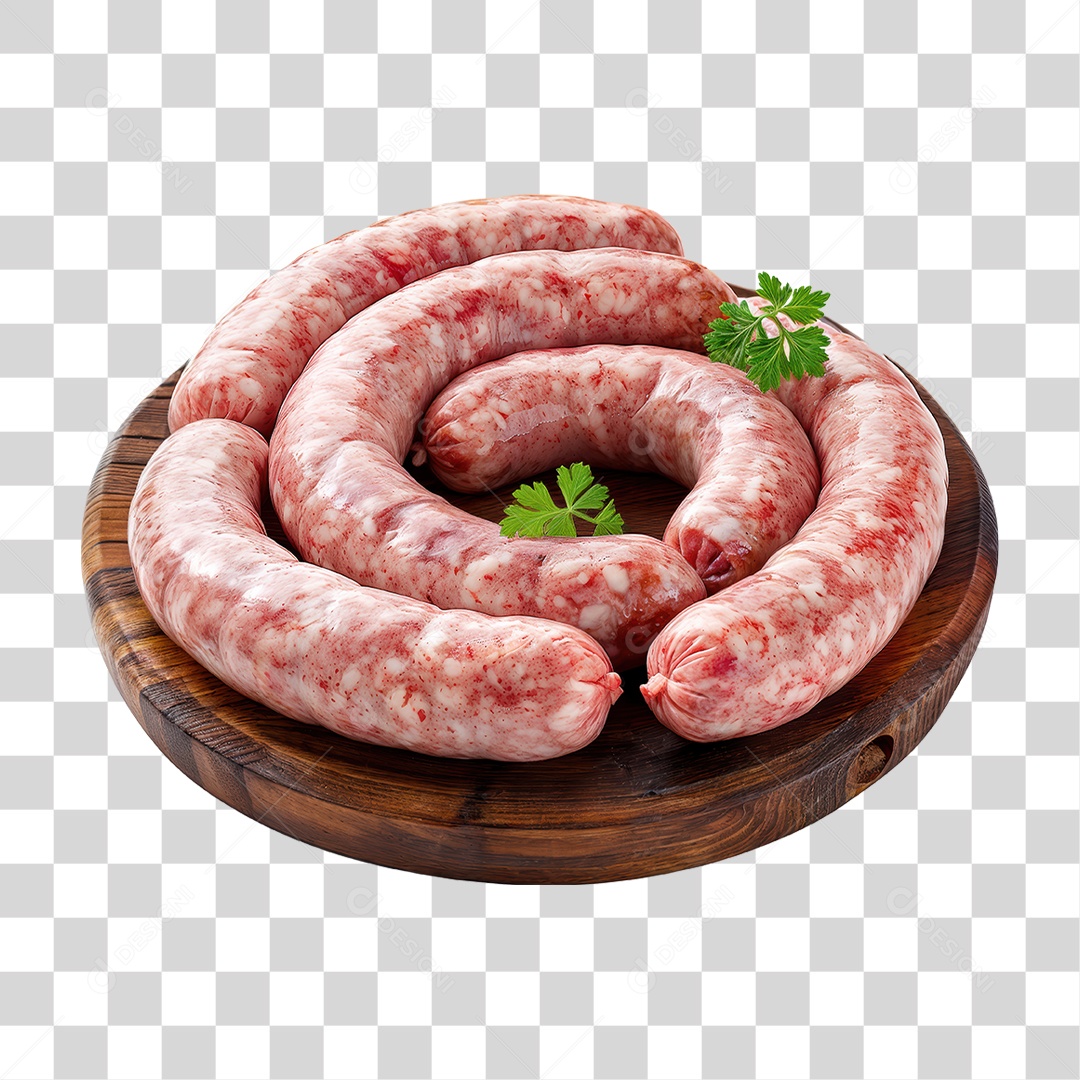 Linguiças em Tábua de Madeira PNG Transparente