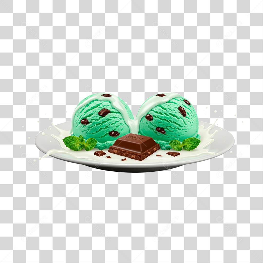 Sorvete de Choco menta PNG Transparente