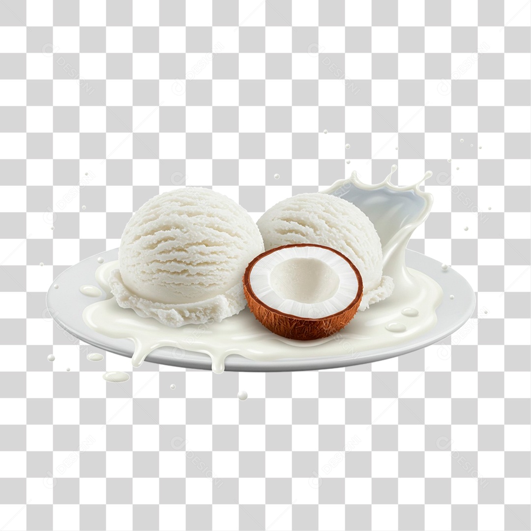 Sorvete de Coco Branco PNG Transparente