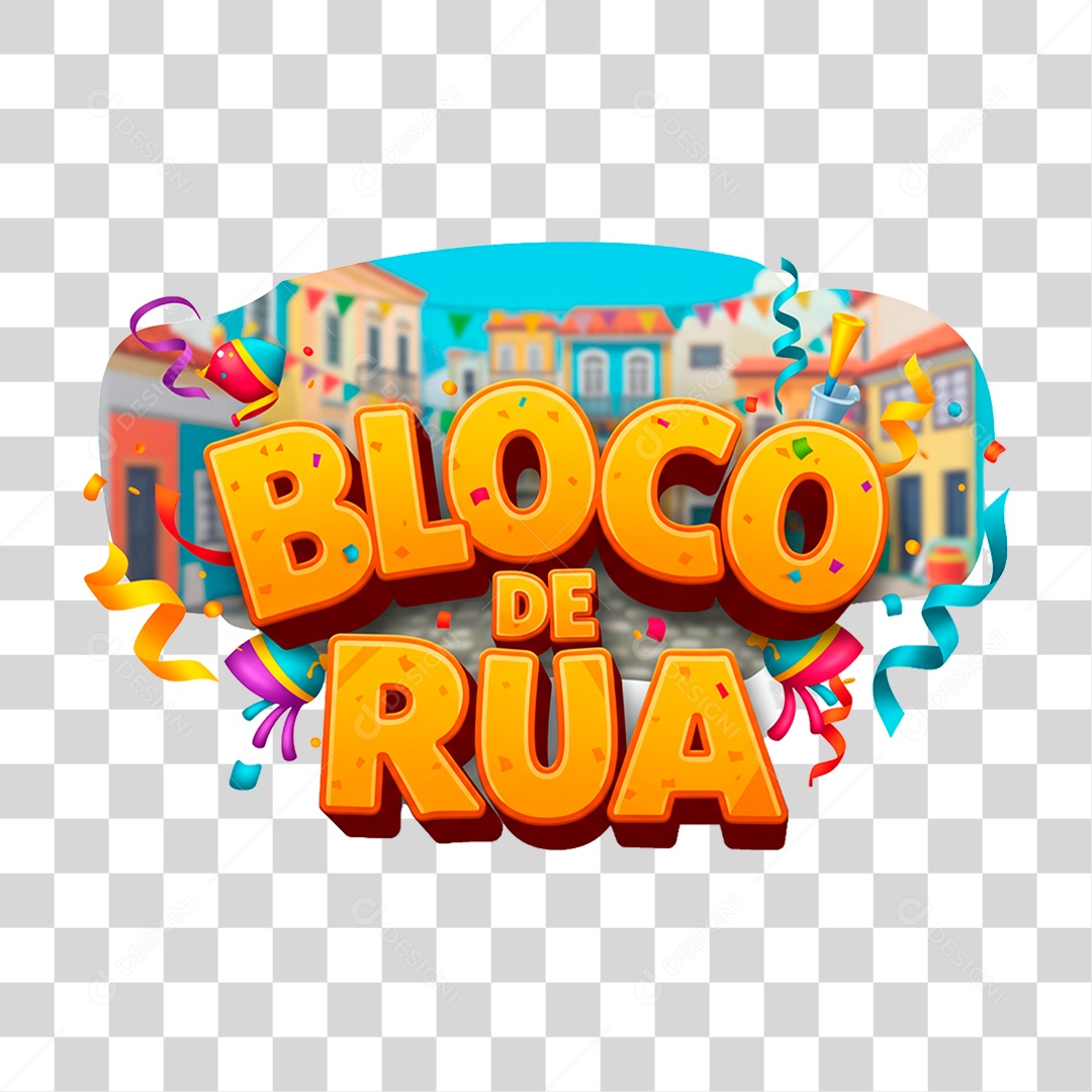 Selo 3D Bloco de Rua PNG Transparente
