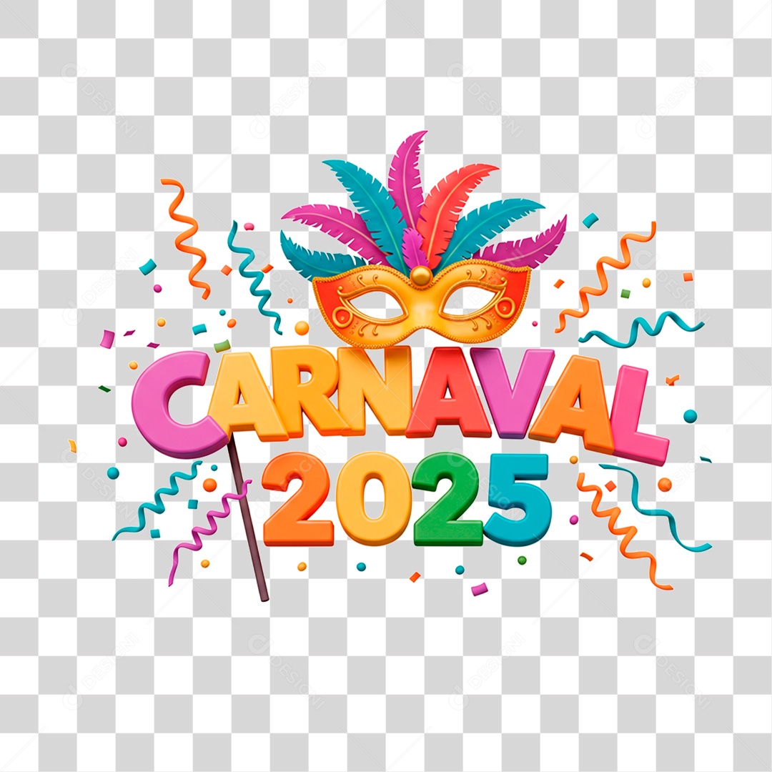 Selo 3D Carnaval 2025 PNG Transparente
