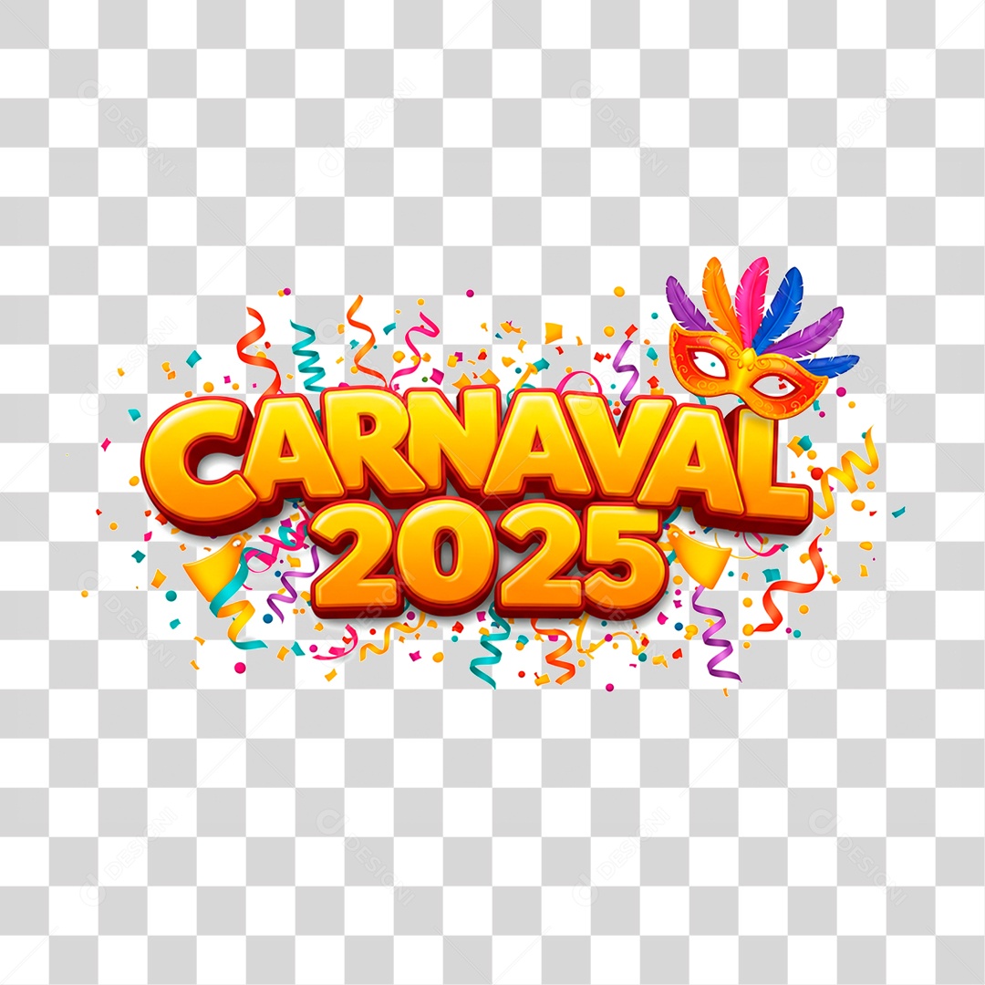 Selo 3D Carnaval 2025 PNG Transparente