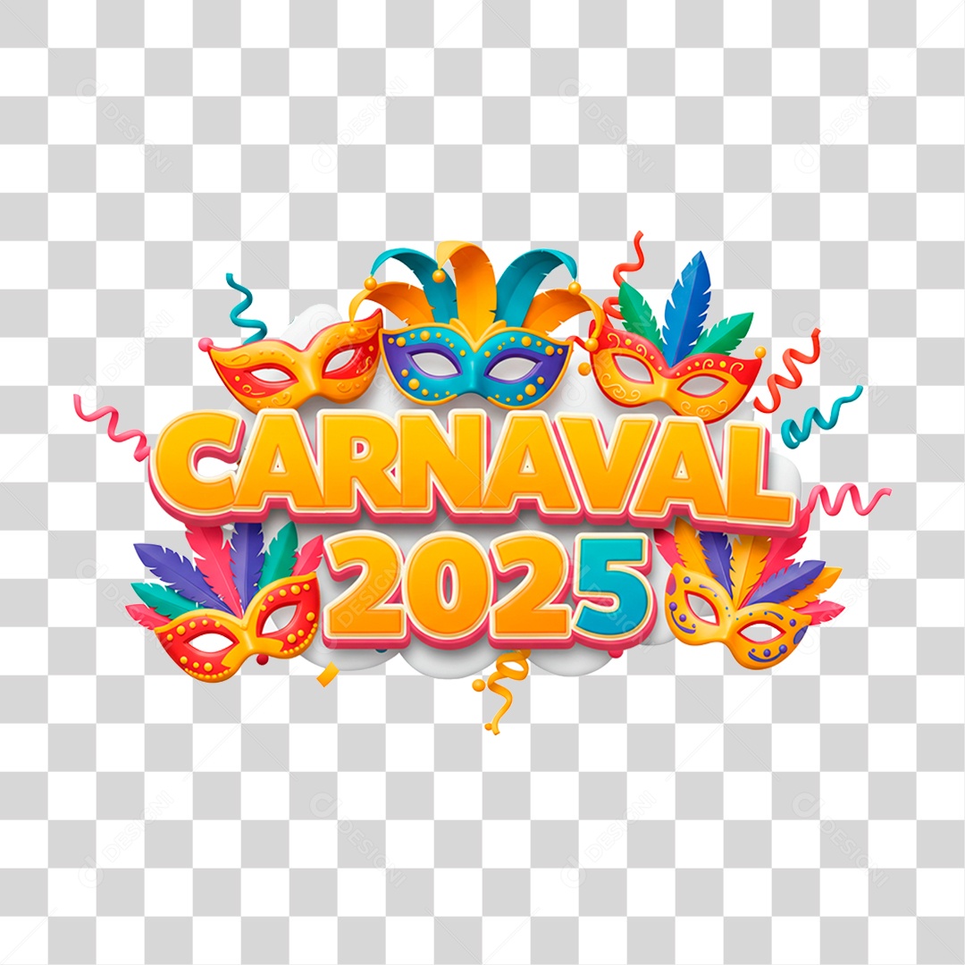 Selo 3D Carnaval 2025 PNG Transparente
