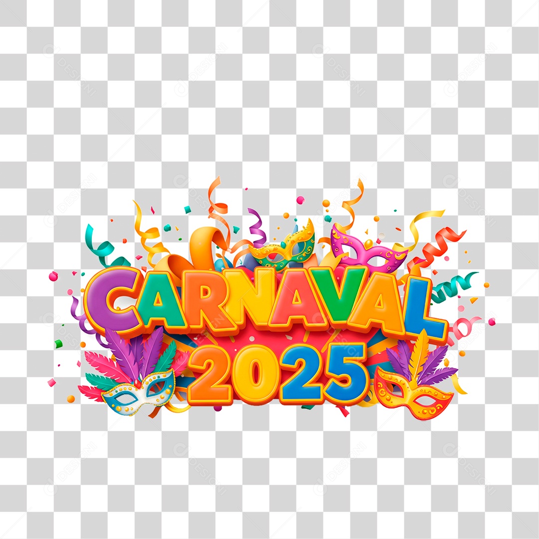 Selo 3D Carnaval 2025 PNG Transparente