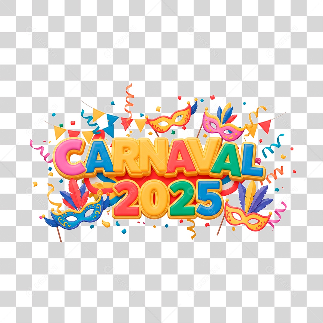 Selo 3D Carnaval 2025 PNG Transparente
