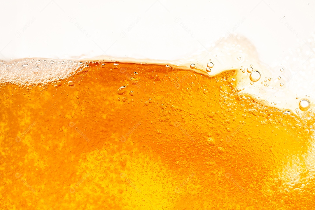 Close up brilhante laranja óleo ou textura de respingos de cerveja e ondas da natureza belas ondas curvas e pequenas bolhas suaves para design gráfico e fundo