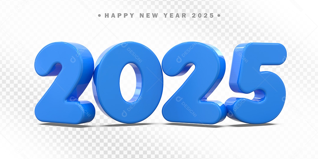 Elemento 3D Número Azul 2025 Para Composição PSD