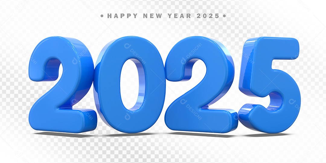 Elemento 3D Número Azul 2025 Para Composição PSD