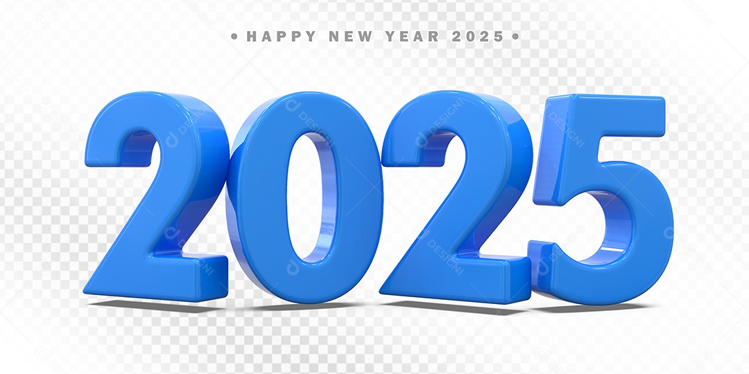Elemento 3D Número Azul 2025 Para Composição PSD