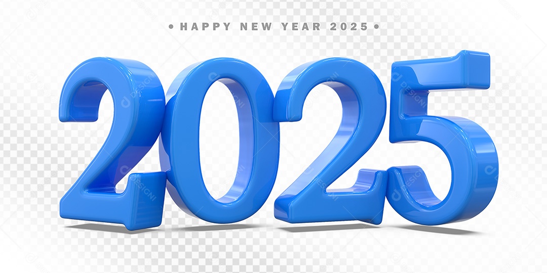 Elemento 3D Número Azul 2025 Para Composição PSD