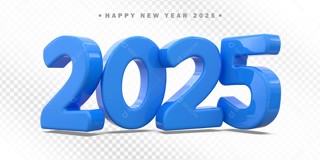 Elemento 3D Número Azul 2025 Para Composição PSD