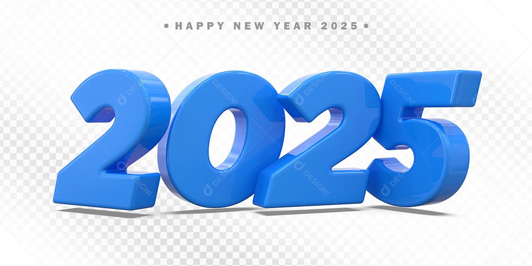 Elemento 3D Número Azul 2025 Para Composição PSD