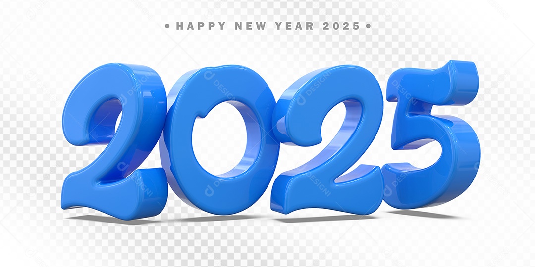 Elemento 3D Número Azul 2025 Para Composição PSD