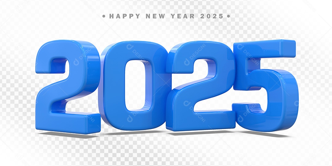 Elemento 3D Número Azul 2025 Para Composição PSD