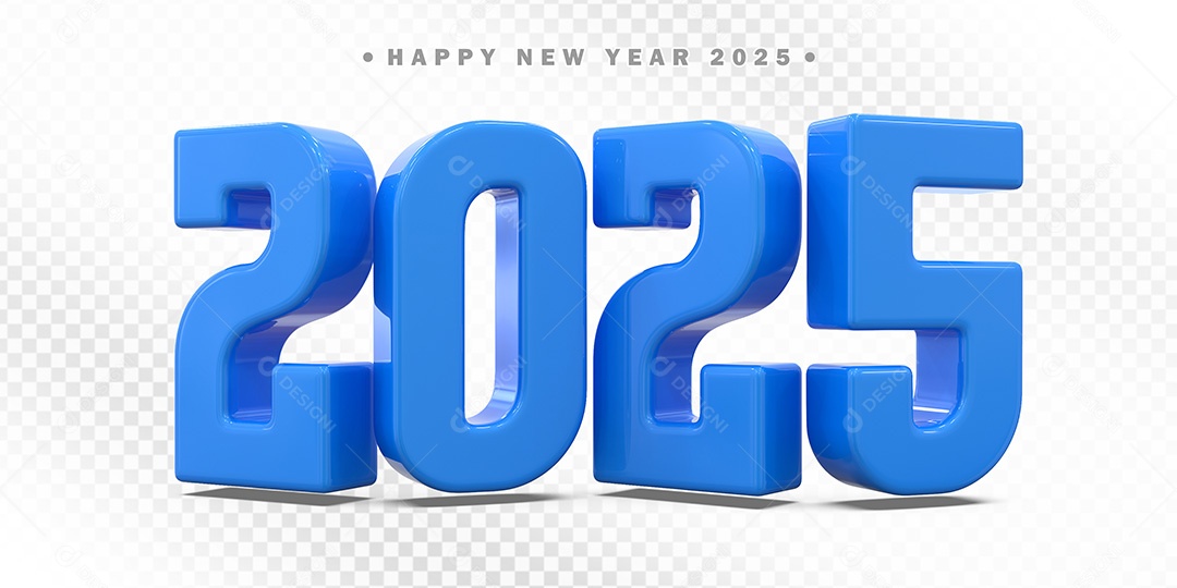 Elemento 3D Número Azul 2025 Para Composição PSD