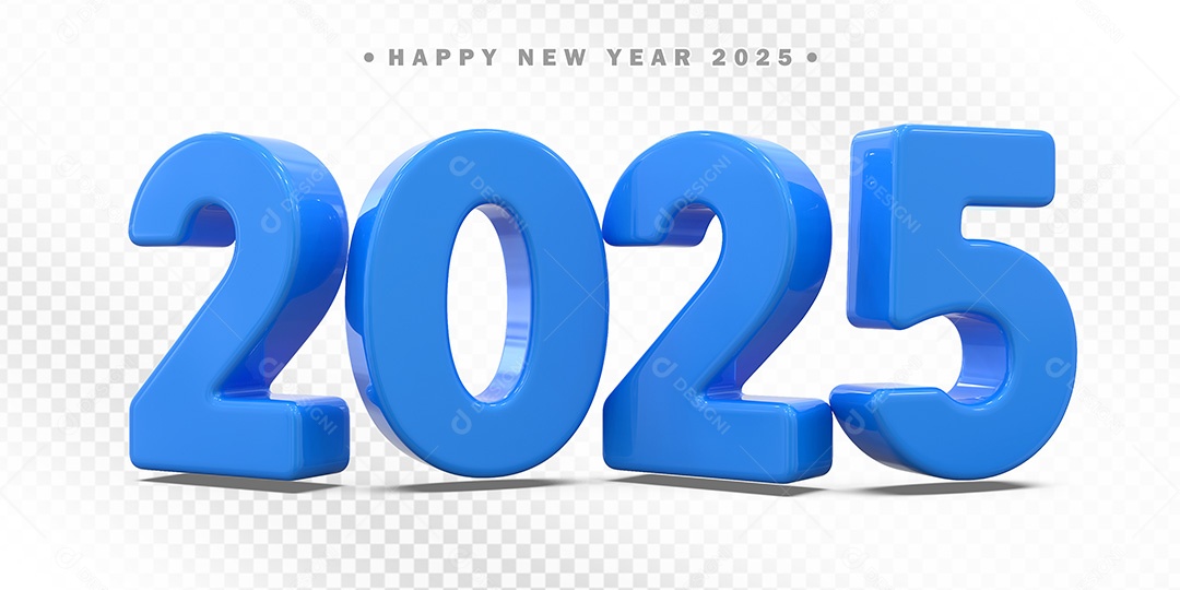 Elemento 3D Número Azul 2025 Para Composição PSD