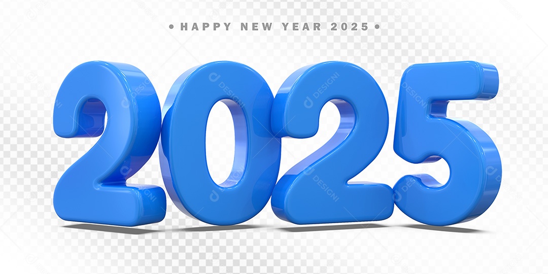 Elemento 3D Número Azul 2025 Para Composição PSD