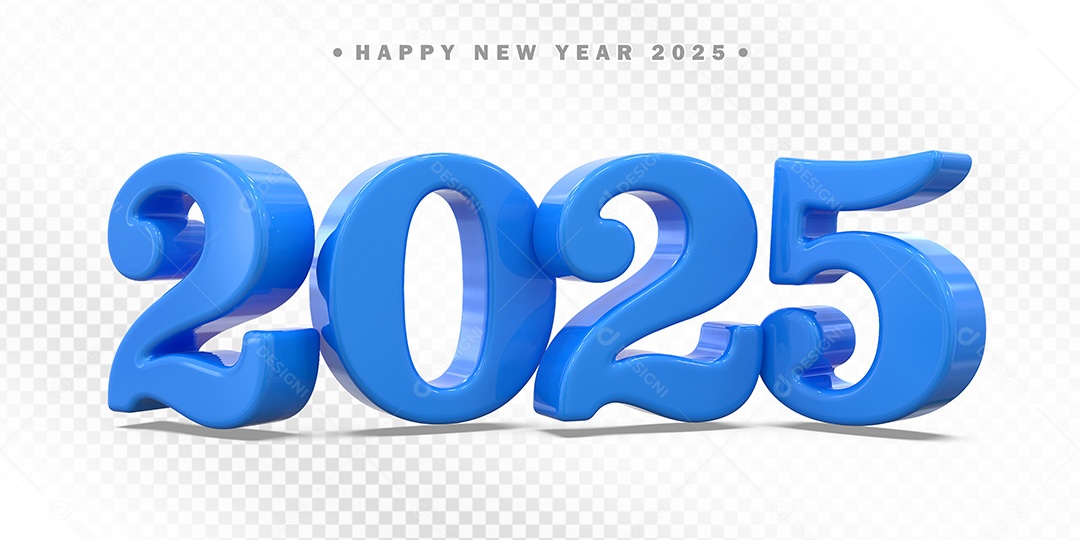 Elemento 3D Número Azul 2025 Para Composição PSD
