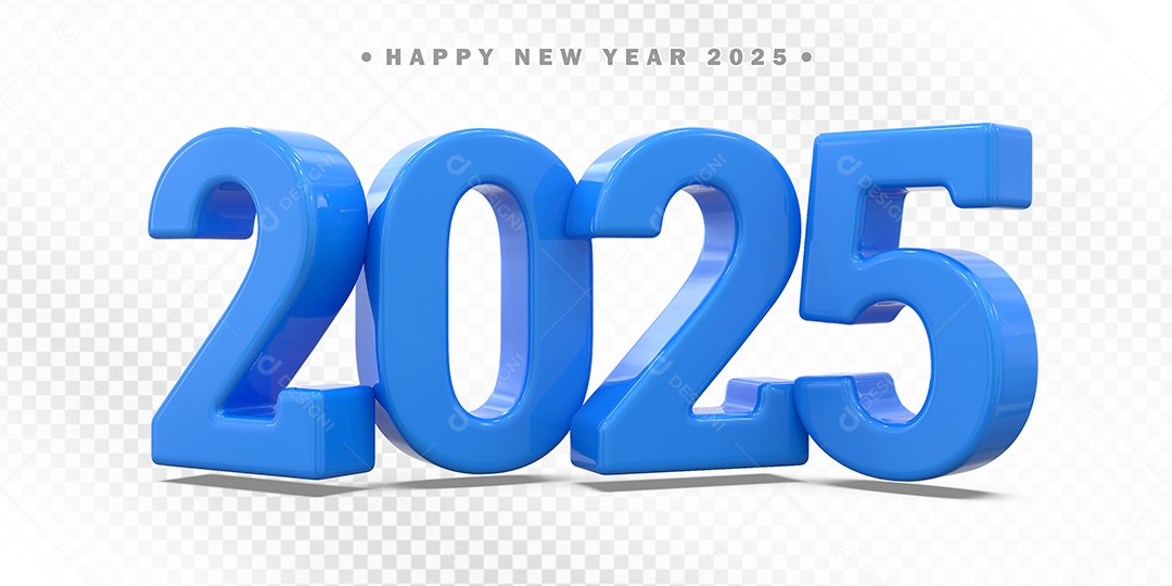 Elemento 3D Número Azul 2025 Para Composição PSD