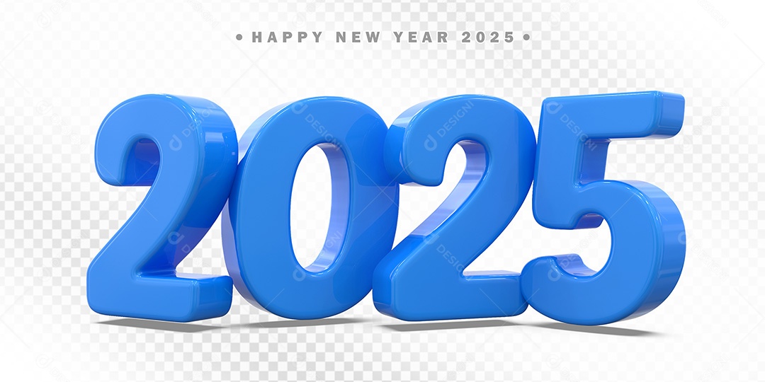 Elemento 3D Número Azul 2025 Para Composição PSD