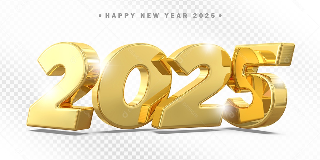 Elemento 3D Número 2025  Para Composição PSD